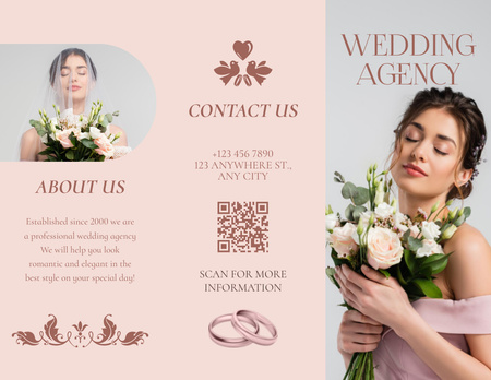 Wedding Agency Service Offer with Beautiful Bride Brochure 8.5x11in Design Template