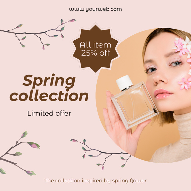Spring Discount Offer on All Perfume for Women Instagram ADデザインテンプレート