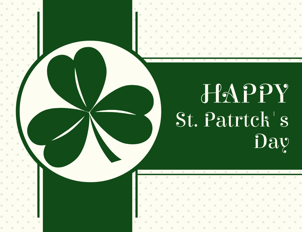 Platilla de diseño Holiday Wishes for St. Patrick's Day with Green Leaf of Clover Thank You Card 5.5x4in Horizontal
