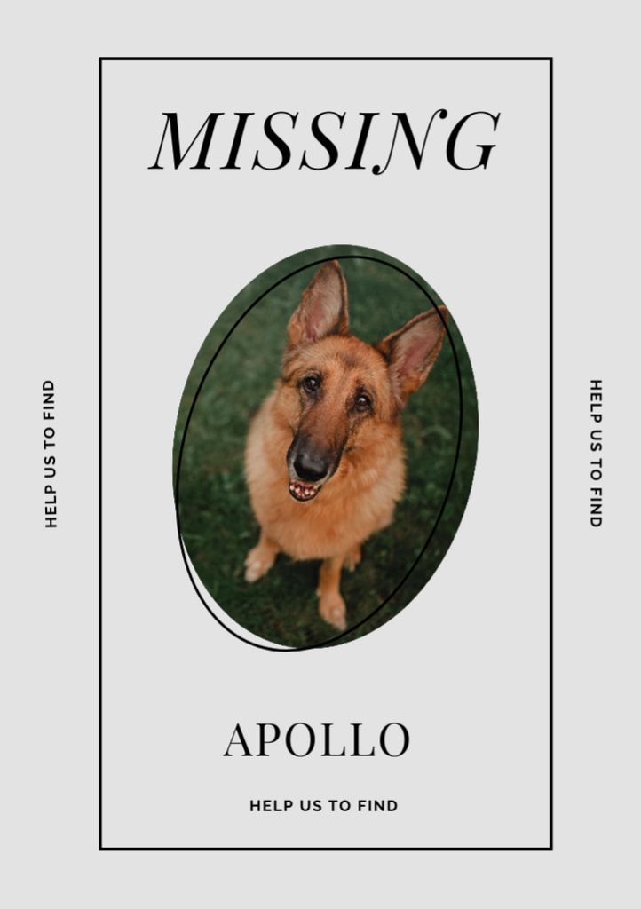Lost Dog information with German Shepherd Flyer A7 Design Template