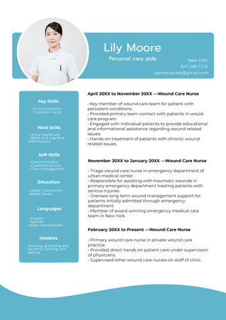 Personal Care Aide Skills and Experience Candidate Resume Design Template