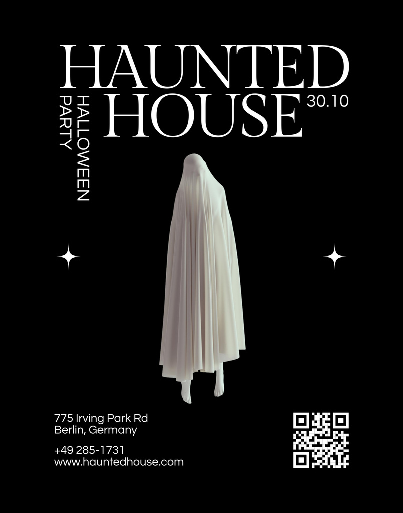 Mesmerizing Halloween Party With Creepy Ghost Poster 22x28in Design Template