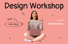 Design Workshop Announcement with Woman using Laptop