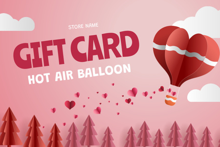 Trip on Hot Air Balloon on Valentine's Day Gift Certificate Design Template