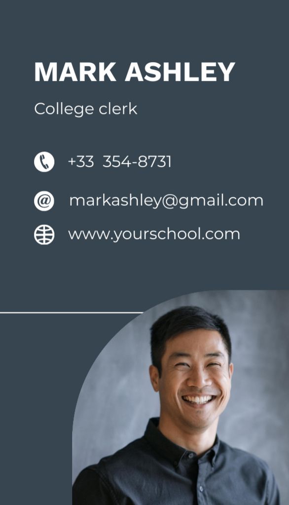 Template di design Highly Qualified Clerk's College Service Offering Business Card US Vertical