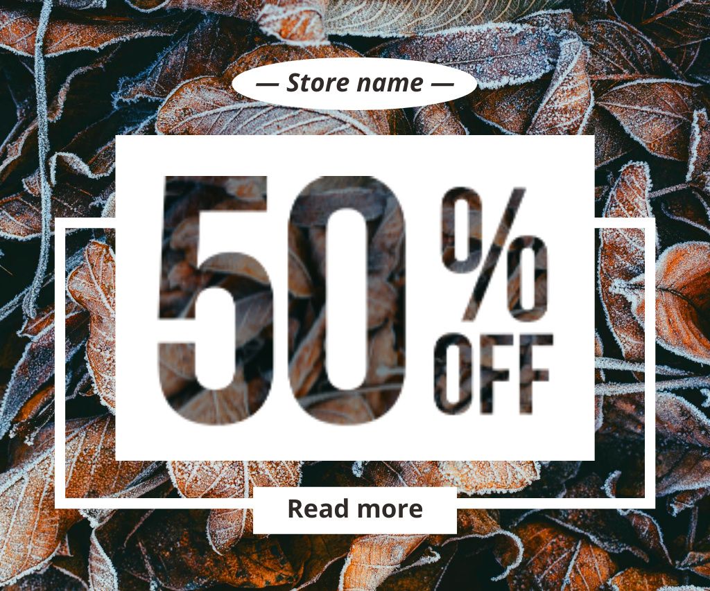 Seasonal Sale Promo In Store With Foliage Large Rectangle Design Template