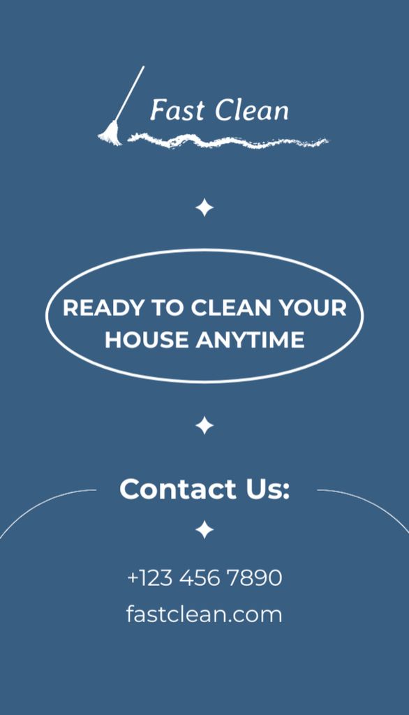 Cleaning Services Offer on Blue Business Card US Vertical tervezősablon