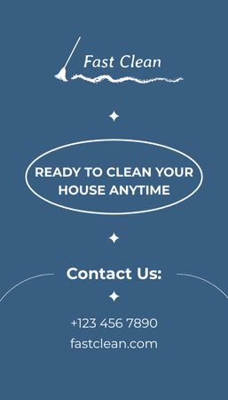 Cleaning Services Offer on Blue Business Card US Vertical Design Template