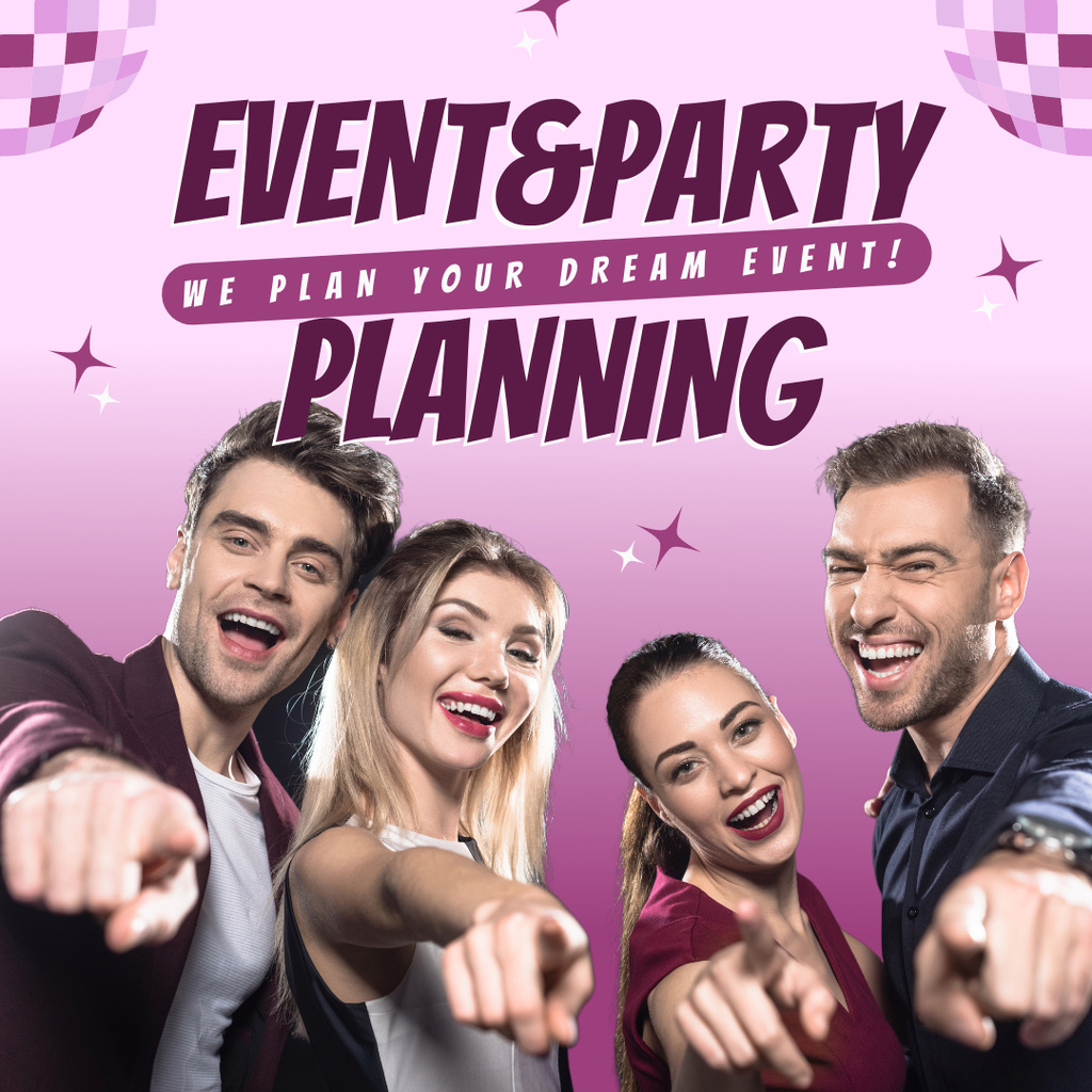 Designvorlage Organizing and Planning Dream Events and Parties für Instagram AD