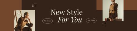 Woman in Stylish Brown Outfit Ebay Store Billboard tervezősablon