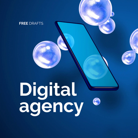 Modèle de visuel Digital Agency Ad with Modern Smartphone - Animated Post