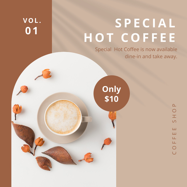 Special Hot Coffee Sale Ad  Instagram tervezősablon
