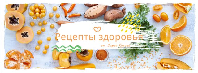 Healthy recipes with organic products on table Facebook cover – шаблон для дизайна