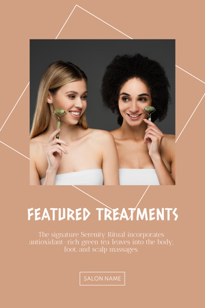 Women Using Jade Roller for Facial Massage Pinterest Design Template
