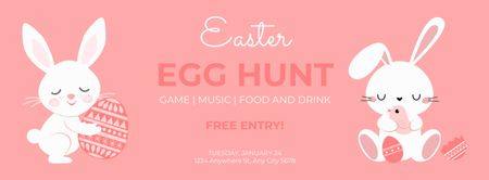 Easter Egg Hunt Announcement with White Rabbits Facebook cover Design Template