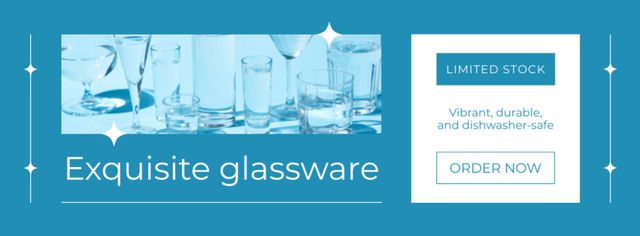 Platilla de diseño Exquisite Glassware From Limited Stock Offer Facebook cover