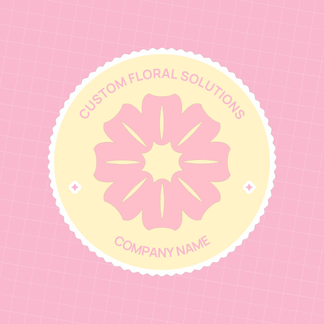 Custom Floral Service Emblem in Circle Animated Logo Šablona návrhu