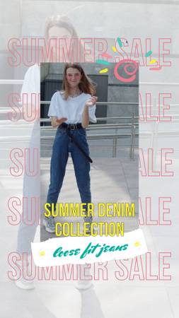 Designvorlage Sommer-Denim-Kollektion und Jeans-Angebot für TikTok Video