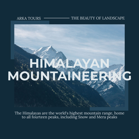 красивый горный ландшафт гималаев Instagram – шаблон для дизайна