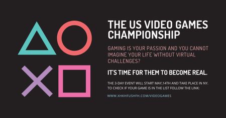Ontwerpsjabloon van Facebook AD van Video games Championship with geometric figures