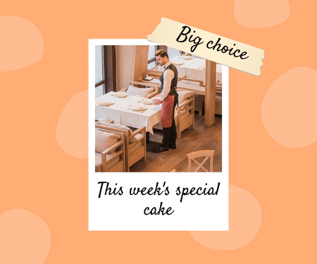 anúncio da padaria com cozinheiro fazendo bolo Large Rectangle Modelo de Design