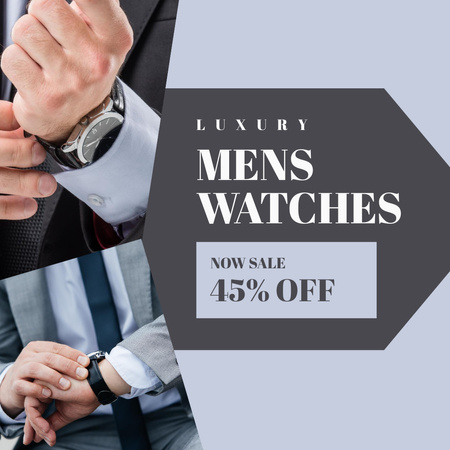 Luxurious Men's Watches With Discounts Offer Instagram Design Template
