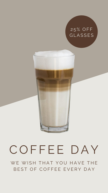 Delicious Latte for Coffee Day Instagram Story Πρότυπο σχεδίασης