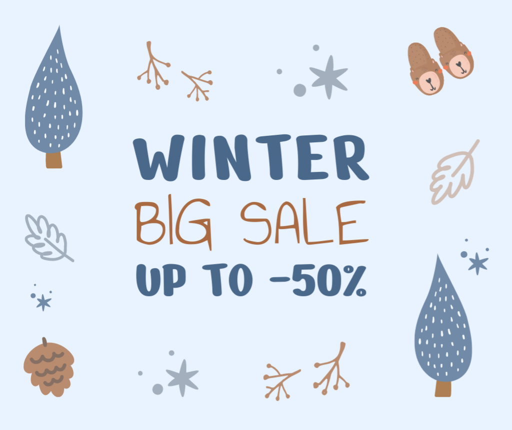 Plantilla de diseño de Winter Big Sale Announcement Facebook 