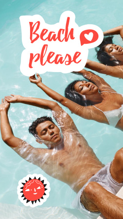 Platilla de diseño Young People relaxing in Swimming Pool Instagram Story