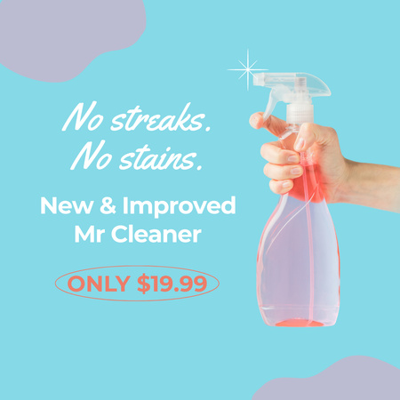 tisztítási szolgáltatások rózsaszínű mosószerrel a kézben Instagram AD tervezősablon