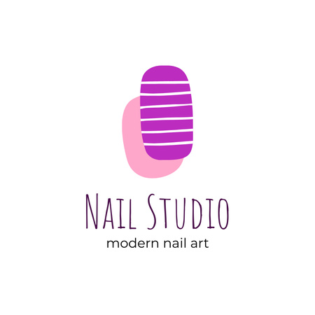 Image of Nail Studio Emblem with Pink Nails Logoデザインテンプレート
