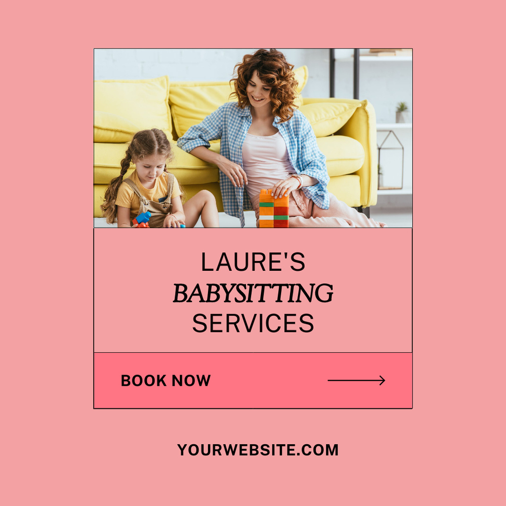 Babysitting Service Offer on Pink Instagram – шаблон для дизайна