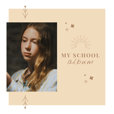 School Graduation Album with Happy Teenagers Photo Book – шаблон для дизайну