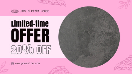 Cutting Into Slices Pizza With Discount In Pizzeria Full HD video Design Template