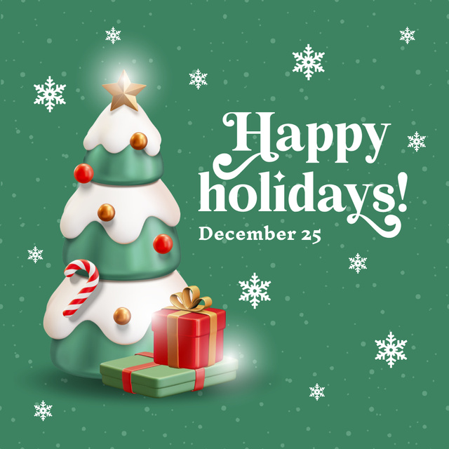 Congratulations on Winter Holidays with Image of Christmas Tree Instagram – шаблон для дизайну