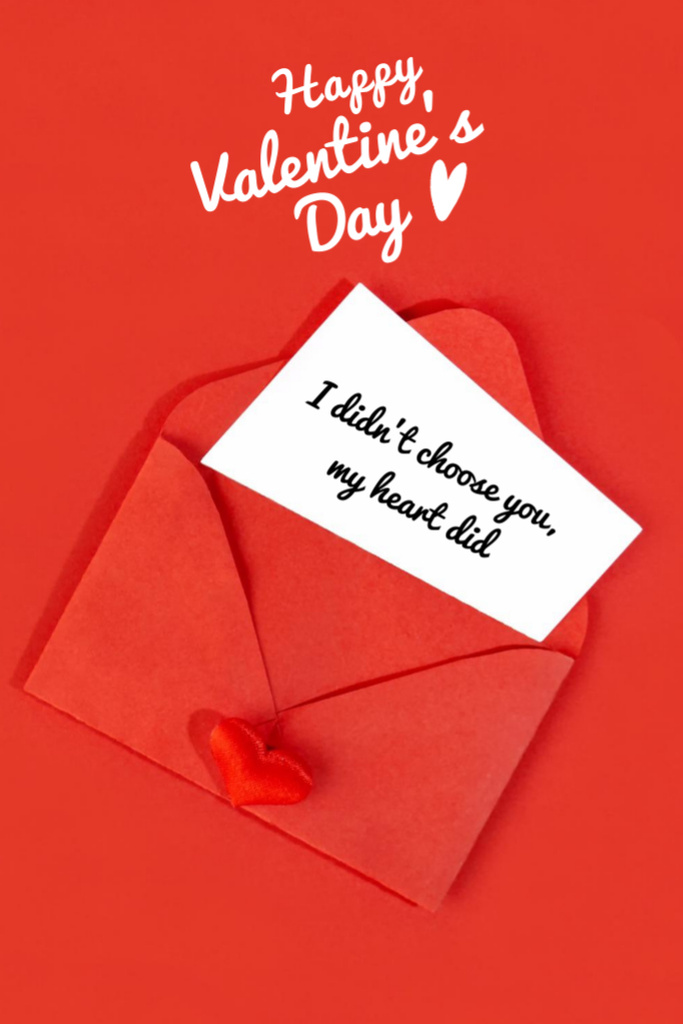 Valentine's Day Greeting in Envelope Postcard 4x6in Vertical Design Template