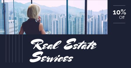 Real Estate Agent Talking on Phone Facebook AD Design Template