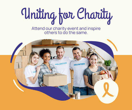 Připojte se k charitativní akci s dobrovolníky Facebook Šablona návrhu