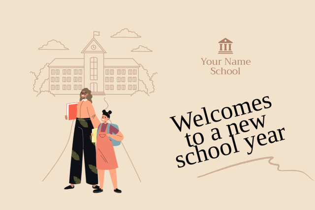 Welcome to New School for a the Next Year Postcard 4x6in Šablona návrhu