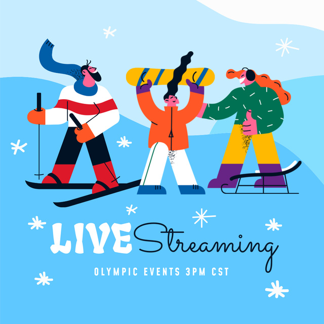 Live Streaming of Olympic Games Announcement Animated Postデザインテンプレート