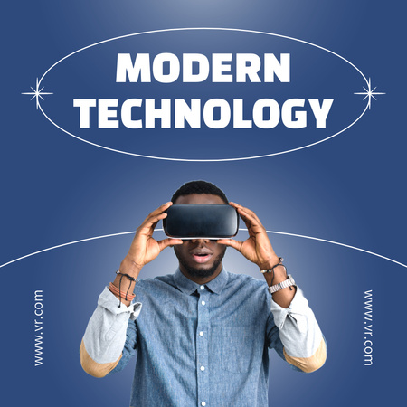 African American Man Wearing VR Glasses Instagramデザインテンプレート
