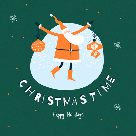Christmas Mood with Cute Funny Santa Instagram – шаблон для дизайна