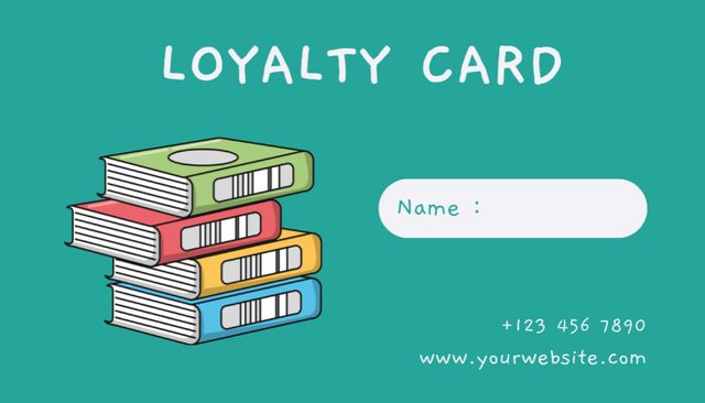 Ontwerpsjabloon van Business Card US van Book Store Loyalty Program on Blue Green