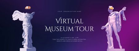 Virtual Museum Tour Announcement with Ancient Statues Facebook Video cover Design Template