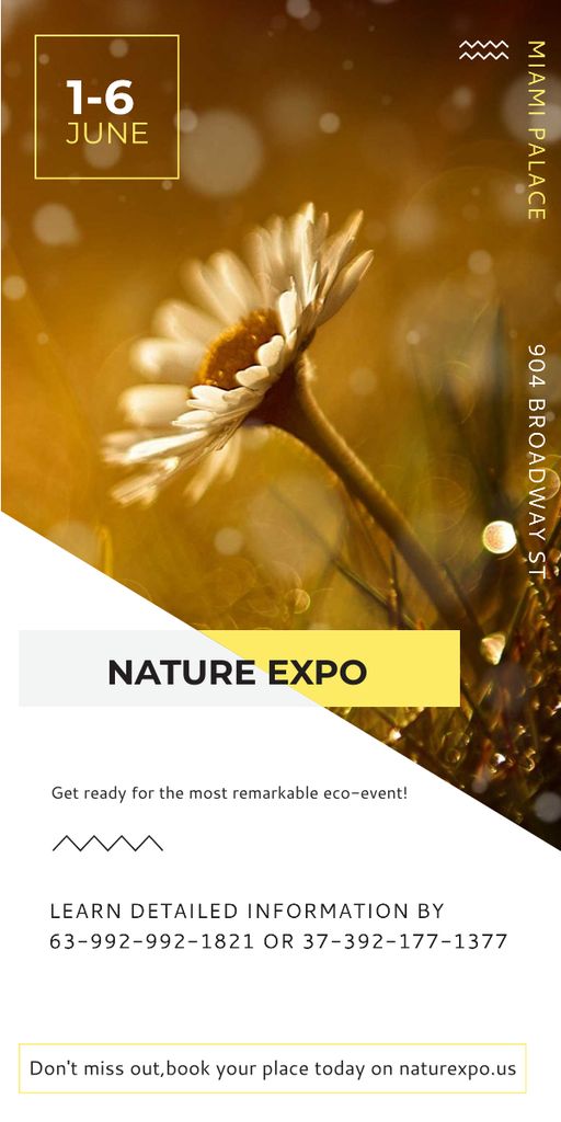 Plantilla de diseño de Nature Expo announcement Blooming Daisy Flower Graphic 