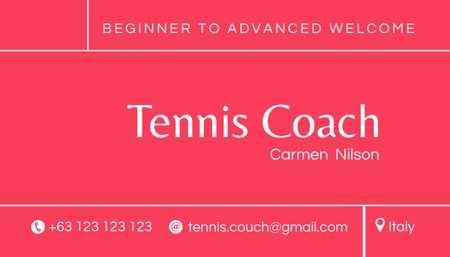 Tennis Coach Service Offer Business Card US Modelo de Design
