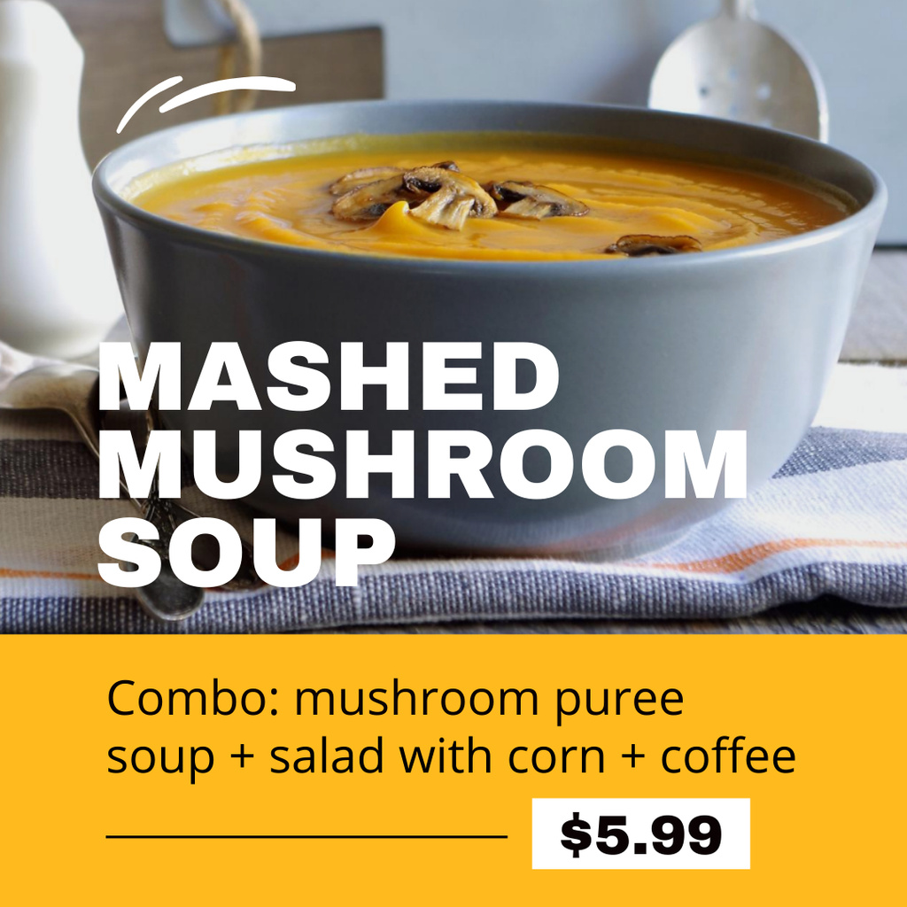Offer of Mashed Mushroom Soup Instagram Šablona návrhu