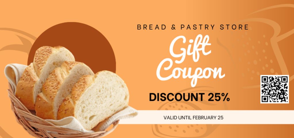 Fresh Bread Discount In Pastry Store Coupon Din Large Πρότυπο σχεδίασης