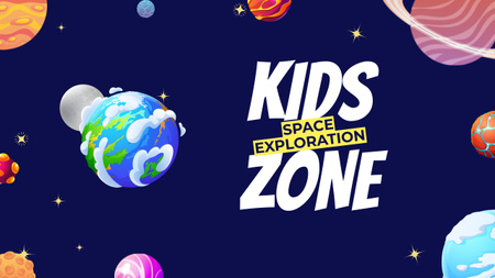 Kids Zone Space Exploration Youtube Thumbnail Design Template