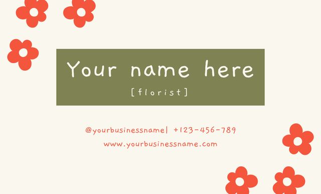 Floral Design Services Ad with Red Flowers Business Card 91x55mm – шаблон для дизайна